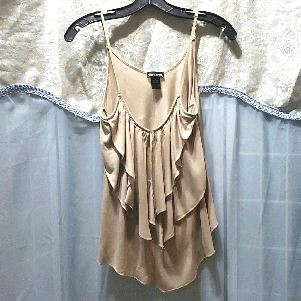 WET SEAL TAN STRAPPY TANK TIERED SZ M